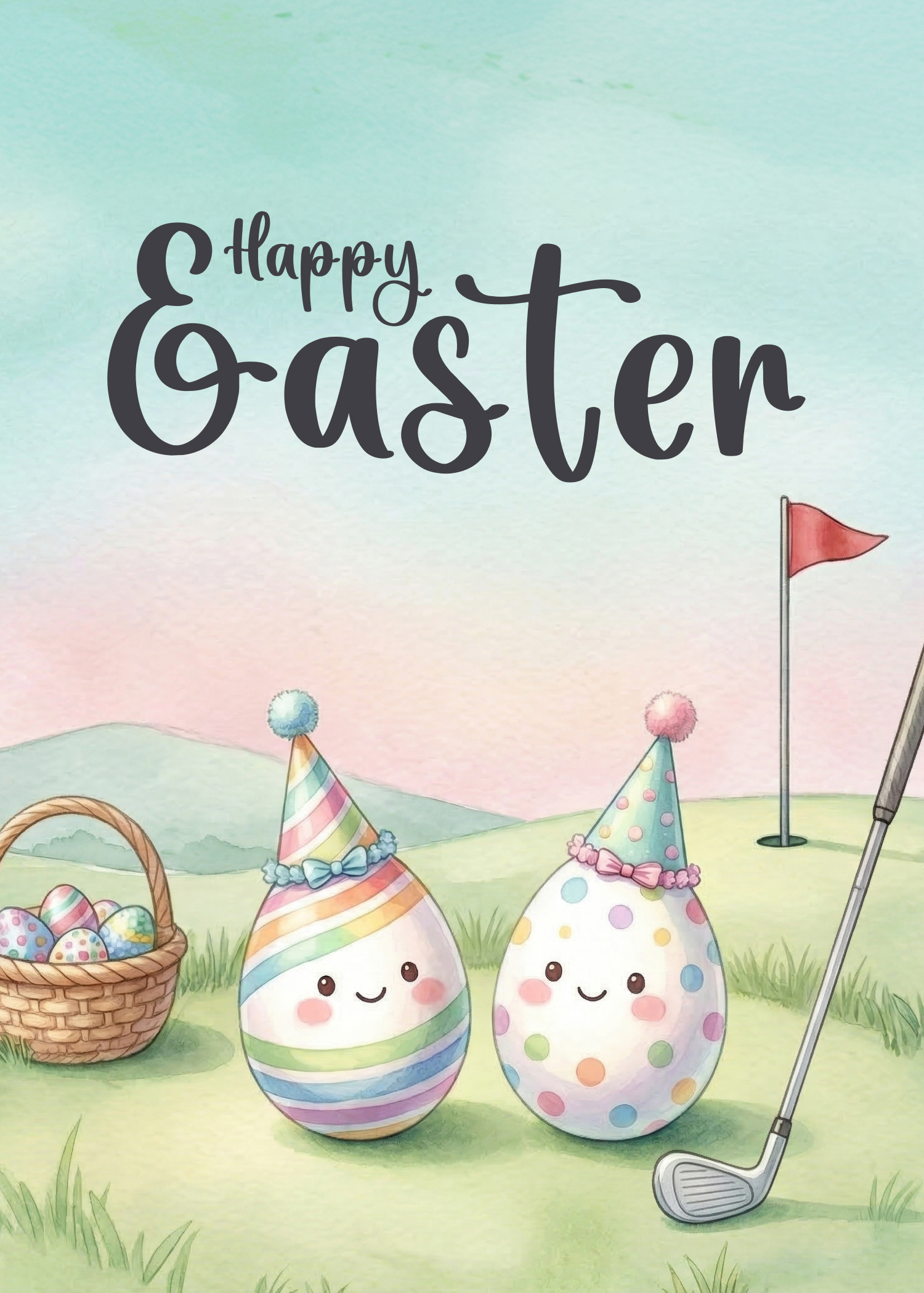 Happy Easter Golf Eggs eCard