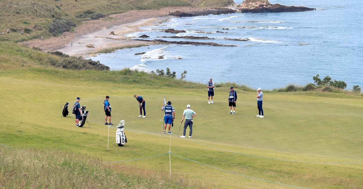 A remote Scottish links golf course with rugged coastline and dramatic skies