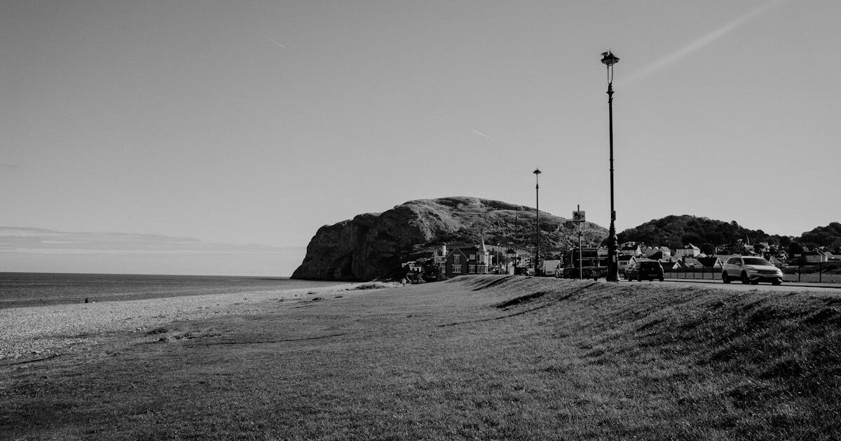 Dramatic Anglesey coastline with cliffs and sea views in North Wales