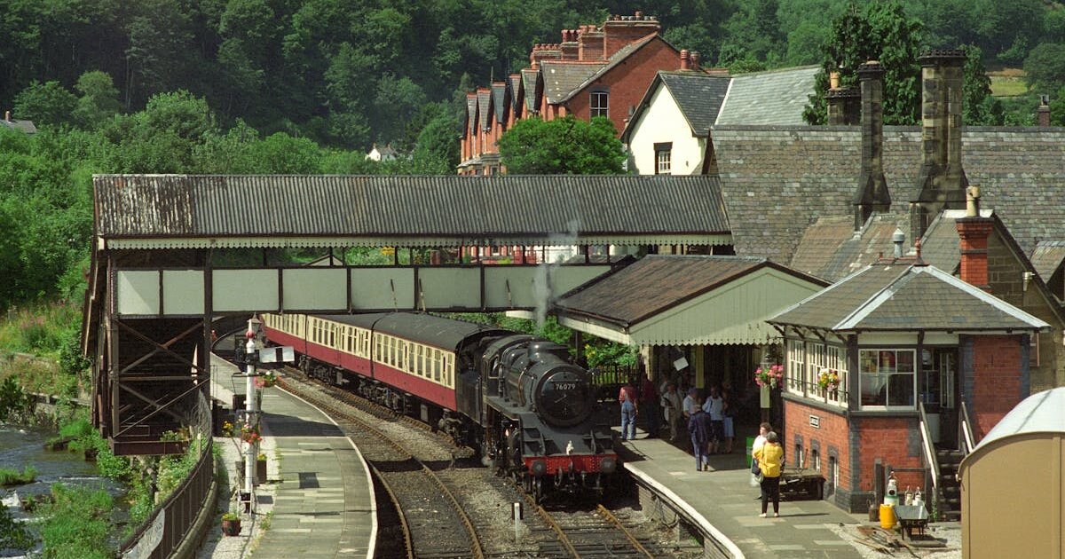 Green valley and river near Llangollen in the Dee Valley, North Wales
