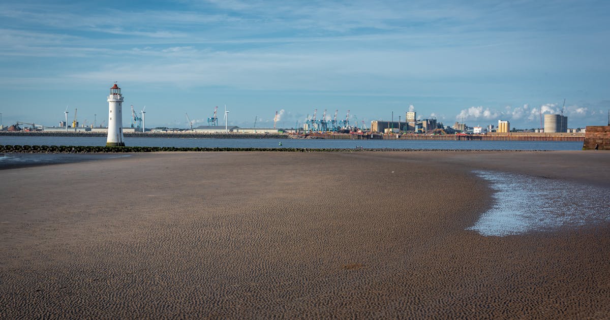 The Wirral Peninsula coastline with views across the Mersey estuary