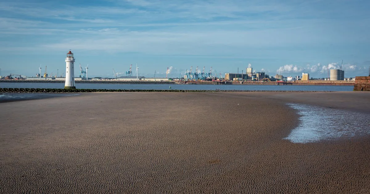 The Wirral Peninsula coastline with views across the Mersey estuary
